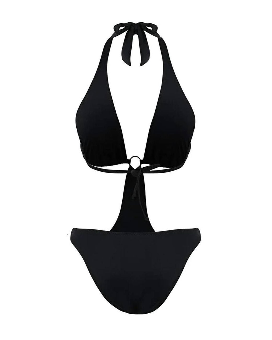 WOVCOR Brown Halterneck Cut Out Detail Swimsuit
