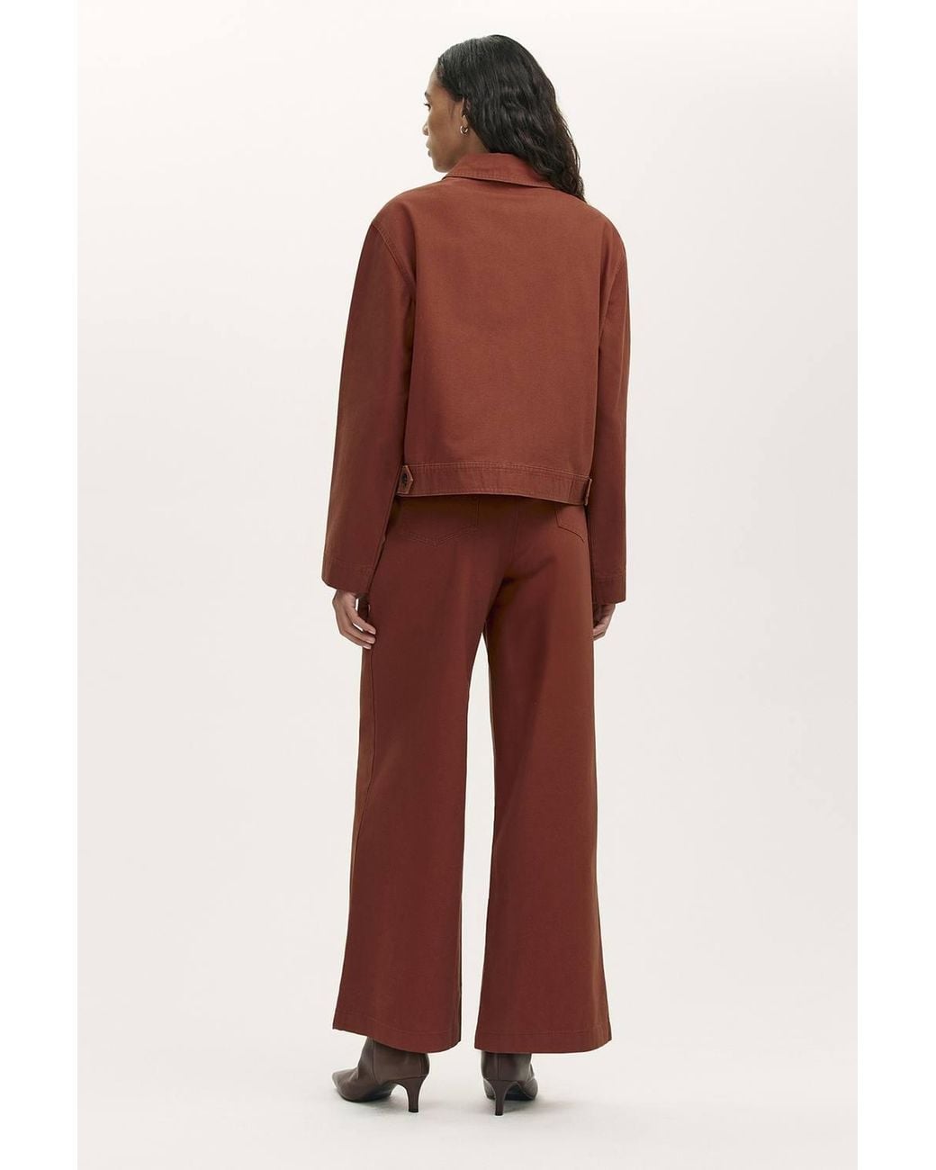 Finery London Brown Kelsie Cotton Canvas Button Front Jacket