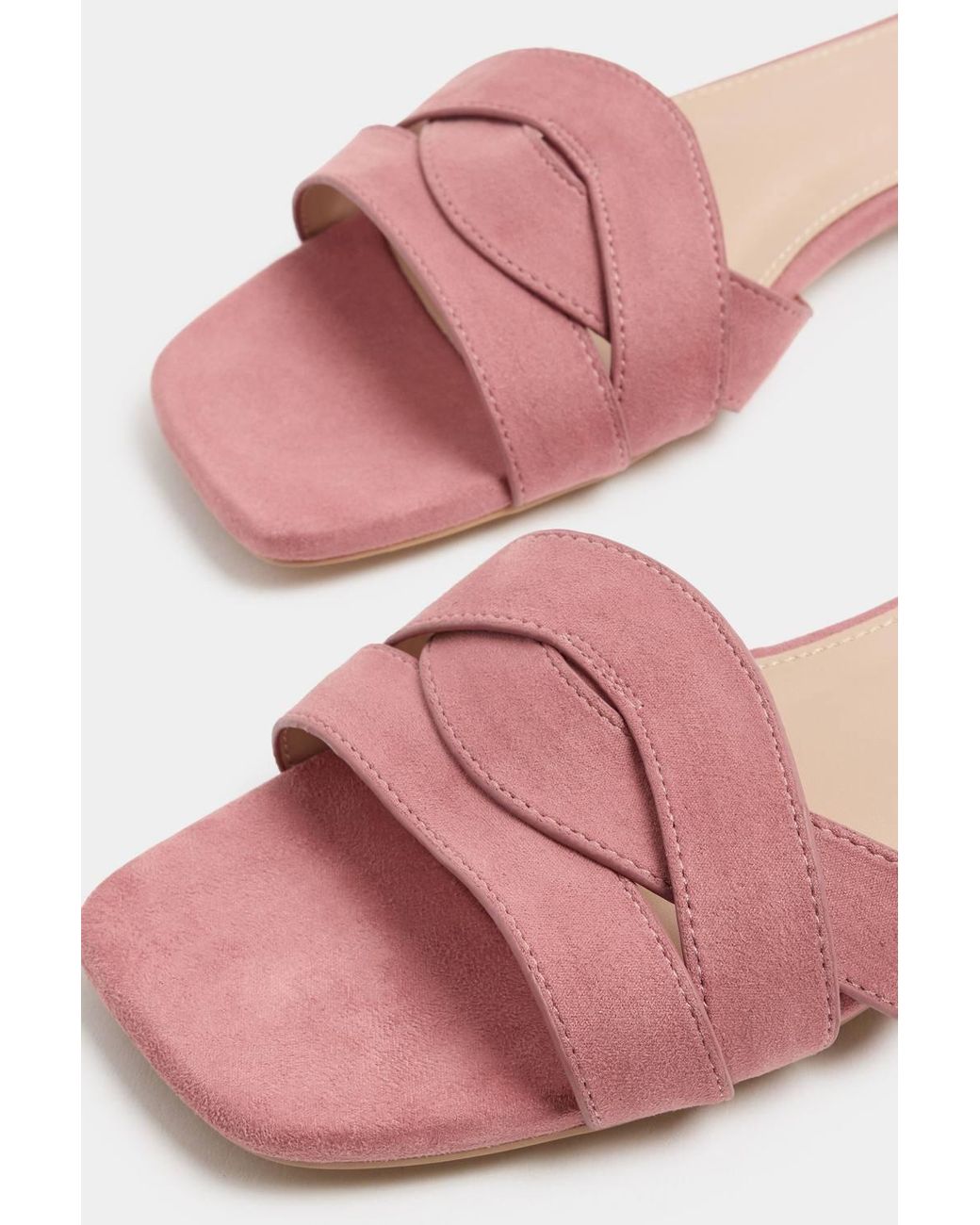 Long Tall Sally Pink Twisted Block Mule Sandals