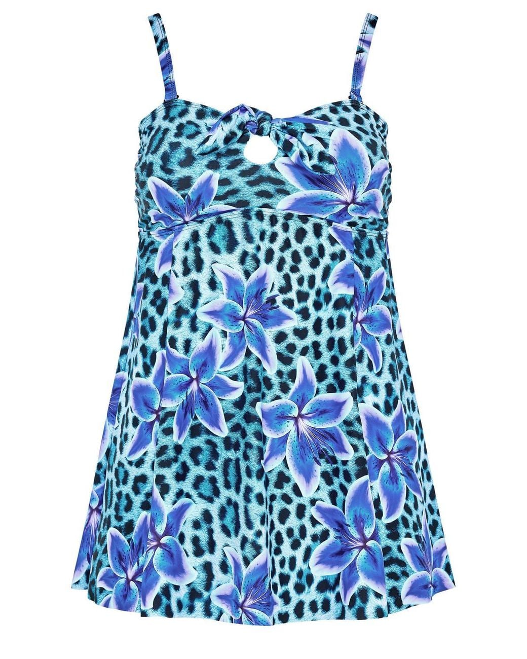 Yours Blue Animal Floral Tankini Top