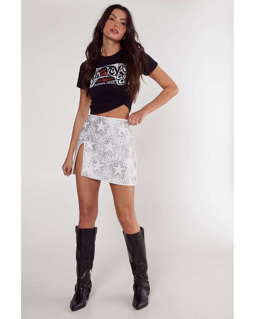 Nasty Gal White Star Diamante Detail Skirt