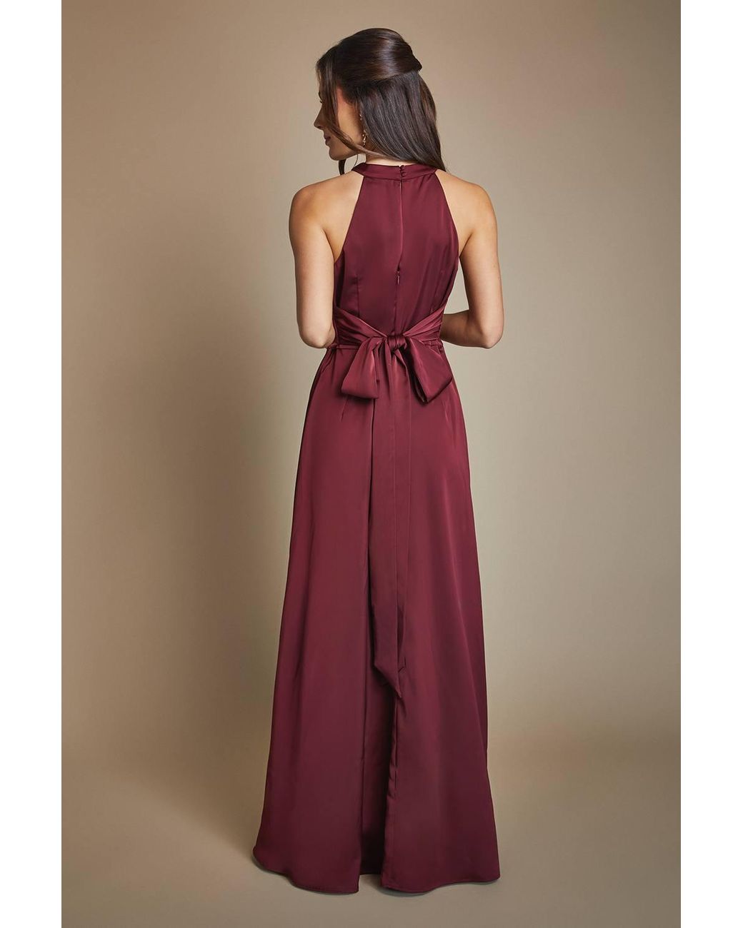Coast Honoured Twist Halterneck Satin Maxi Bridesmaid Dress