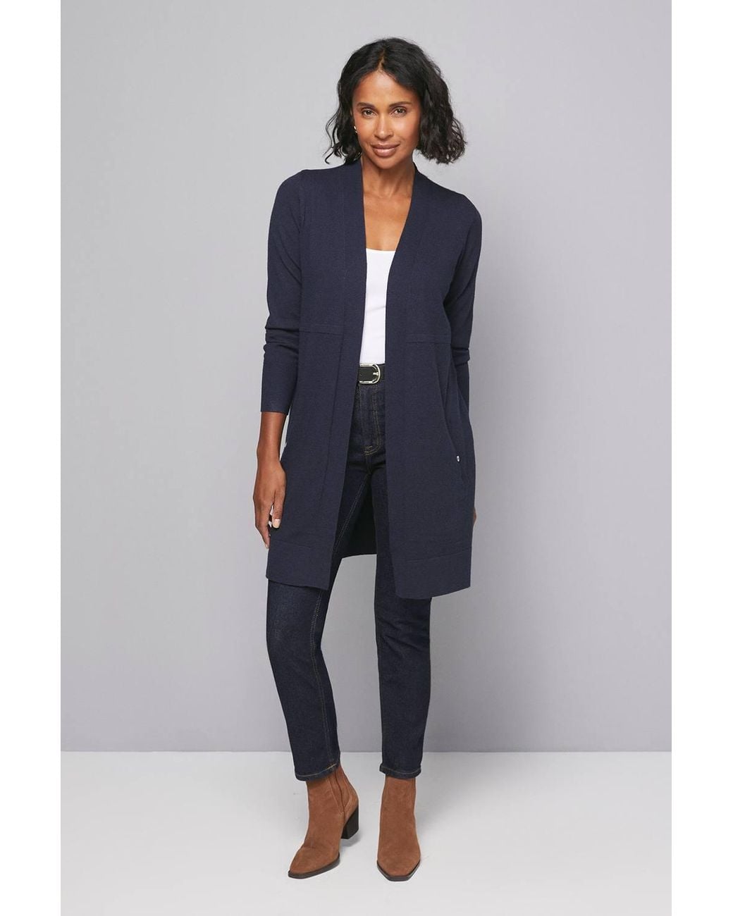 Wallis Blue Longline Seam Cardigan