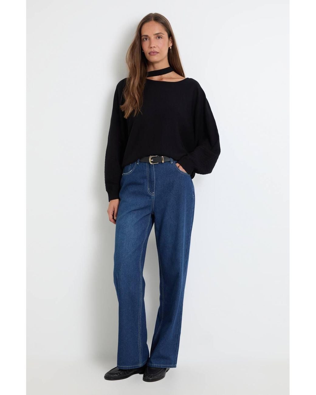 Wallis Blue Batwing Cut Out Fine Knitted Jumper