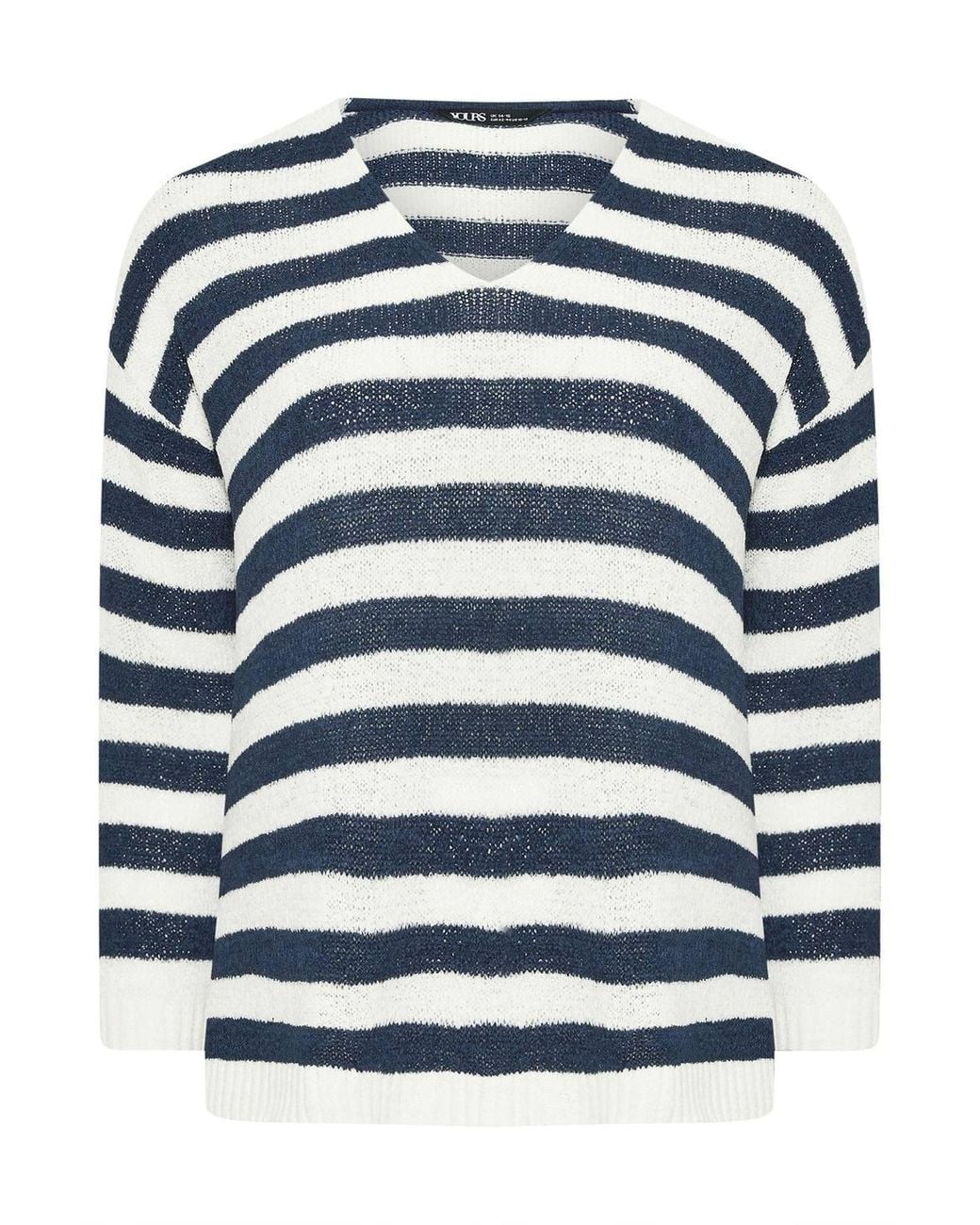 Yours Blue Stripe Knitted Jumper