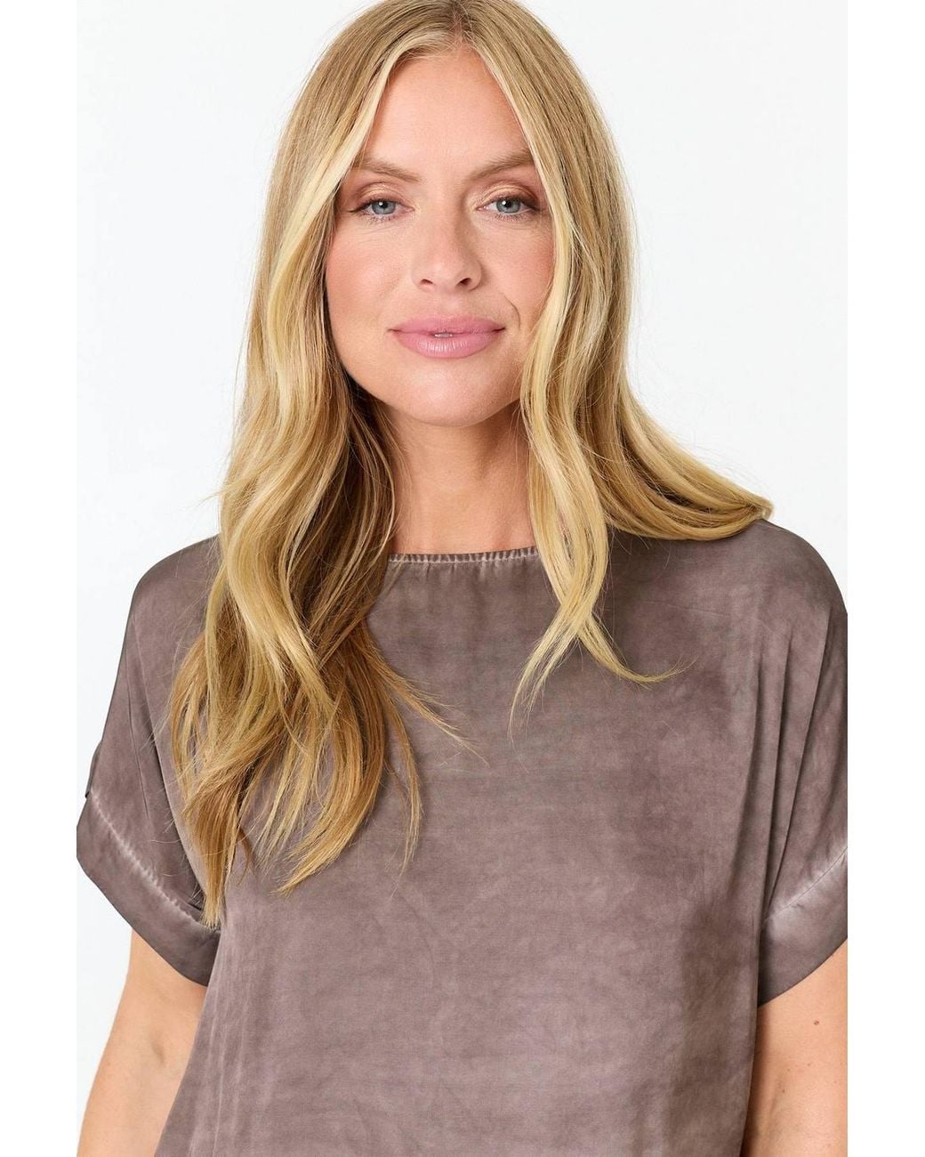 Izabel London Brown Lace Trim Relaxed Cap Sleeve Top