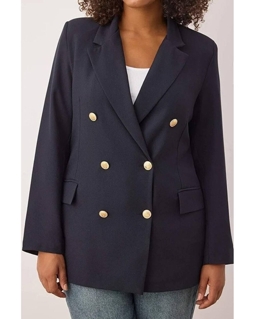WOVCOR Blue Tailored Double Breasted Button Detail Blazer Jacket