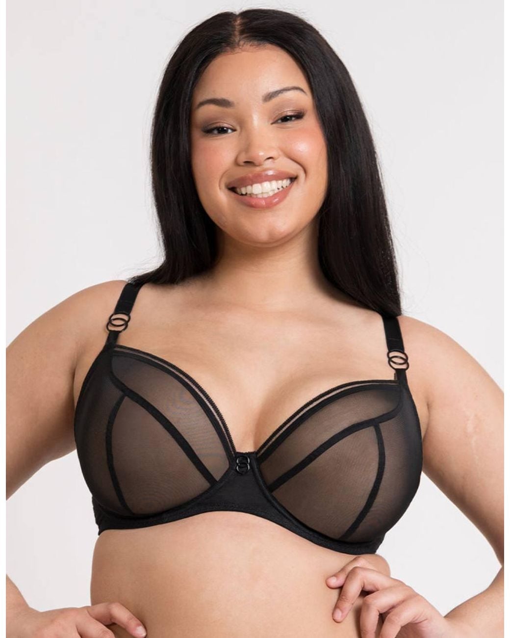 Curvy Kate Black Lifestyle Plunge Bra Wired Mesh Lingerie