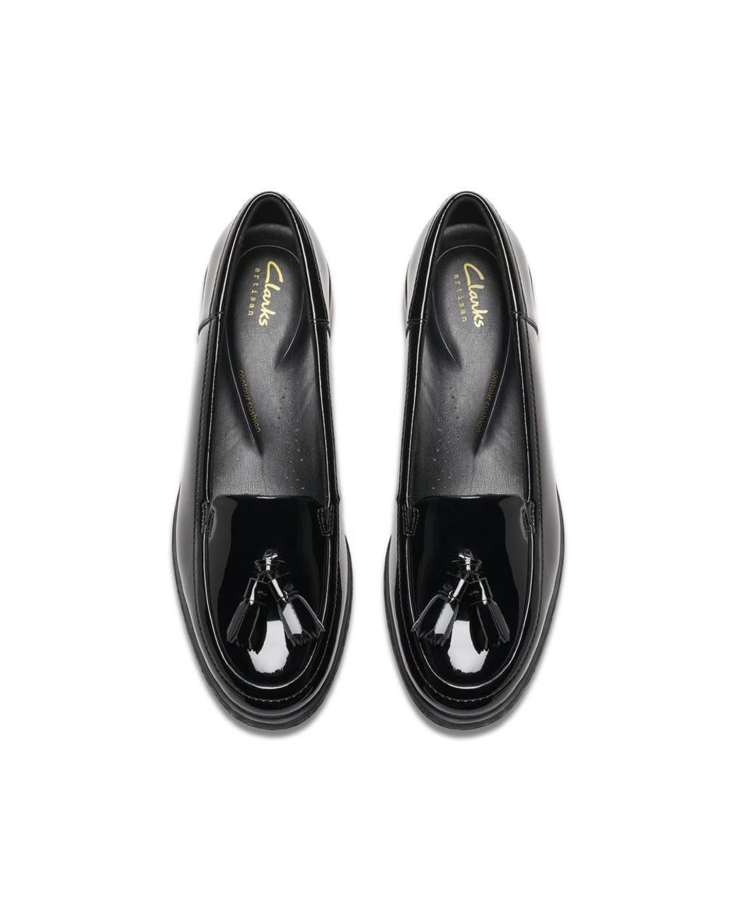 Clarks Black Havisham Edge Loafer Patent Loafers, Slip Ons