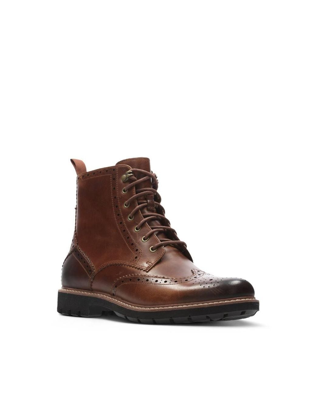 Clarks Brown Batcombe Lord Dark Tan Leather Ankle Boots, Lace Up for men