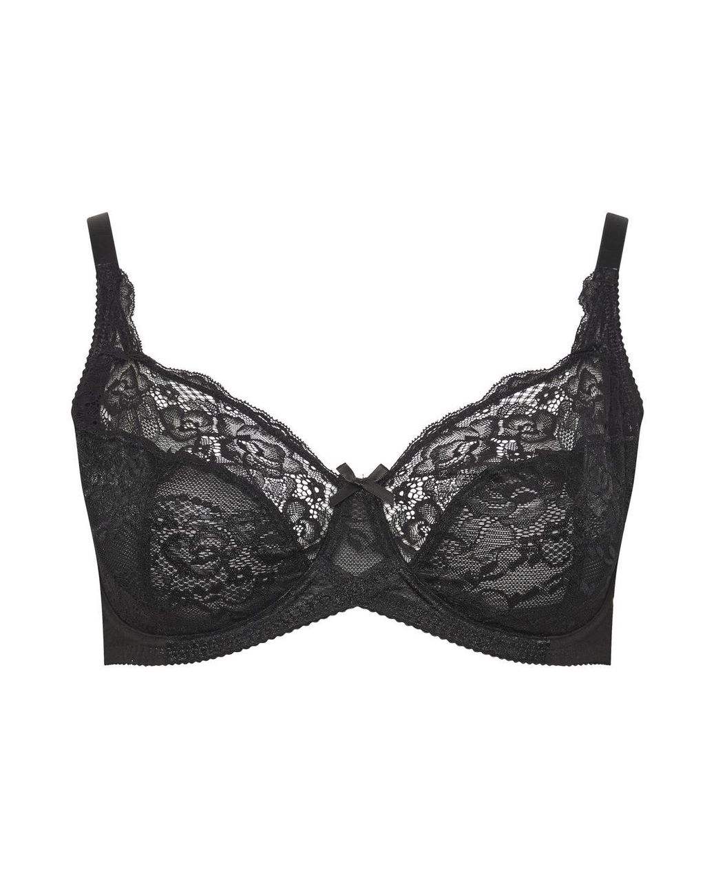 Yours Black Stretch Lace Non-Padded Underwired Bra