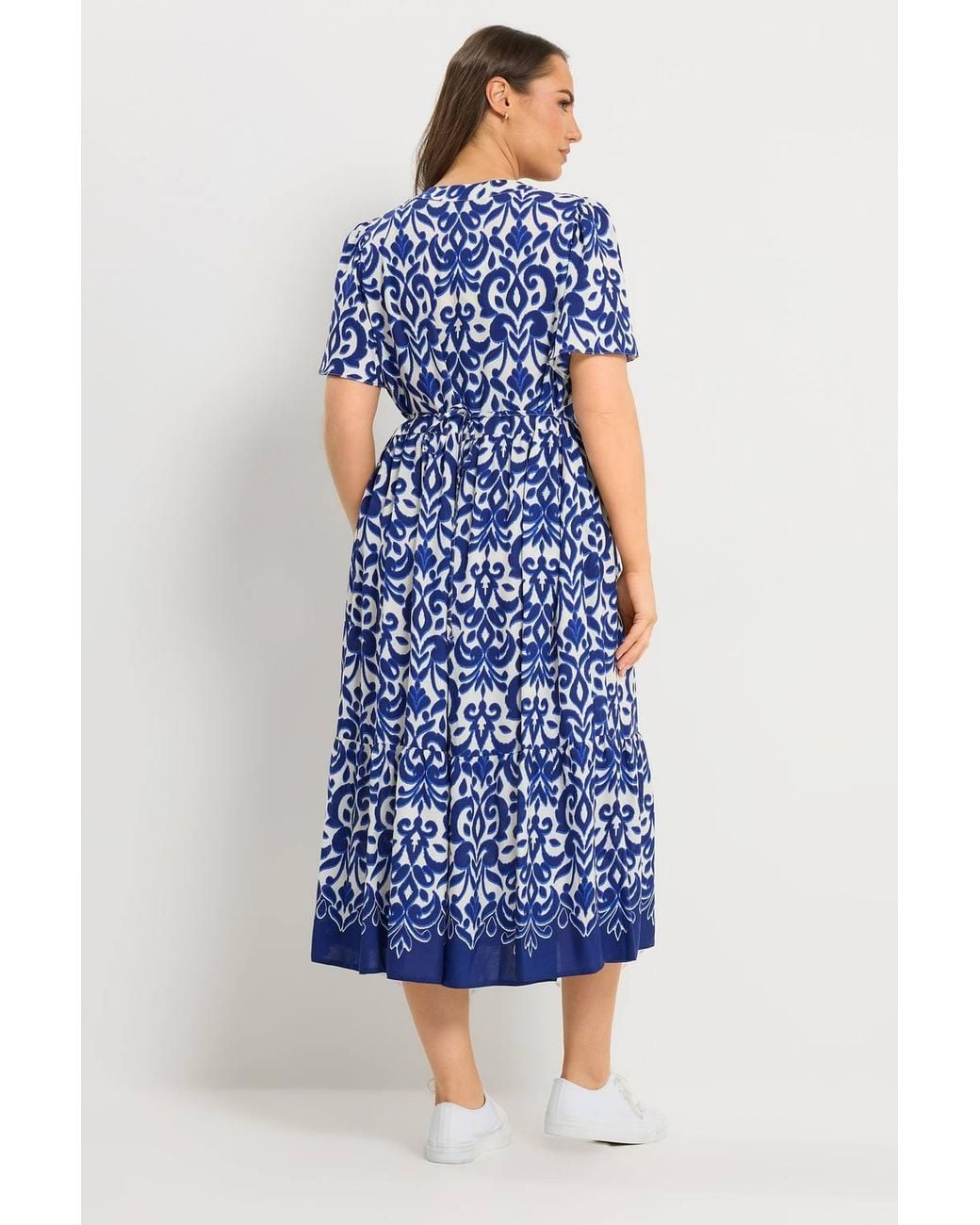 Yours Blue Abstract Half Placket Dress