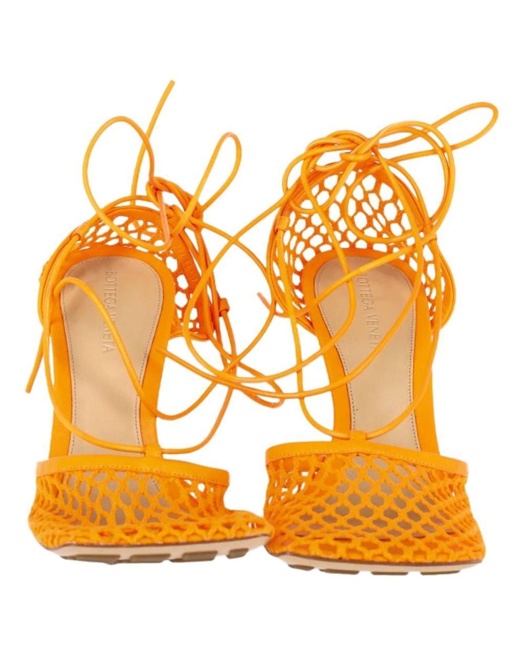 Bottega Veneta Yellow Preloved Stretch Lace Up Sandals