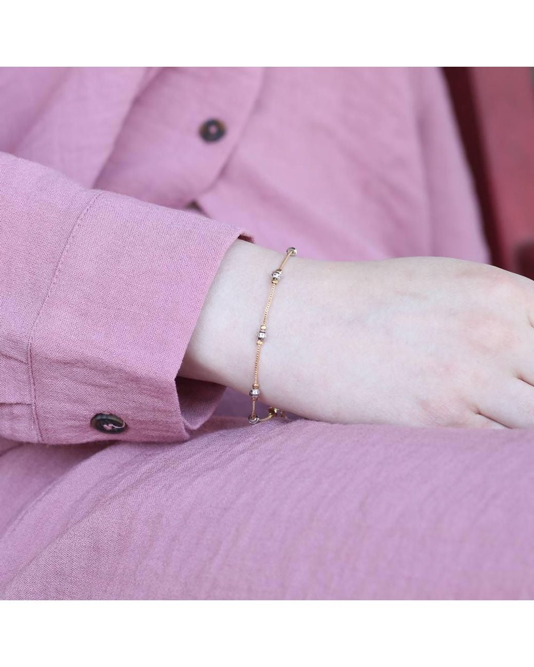 The Colourful Aura Metallic Ball Charm Slim Plated Thread Bracelet
