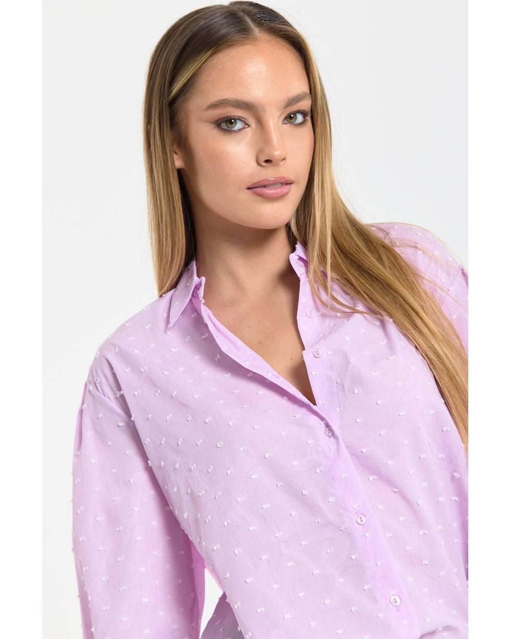 Liquorish White Dobby Chiffon Oversized Shirt