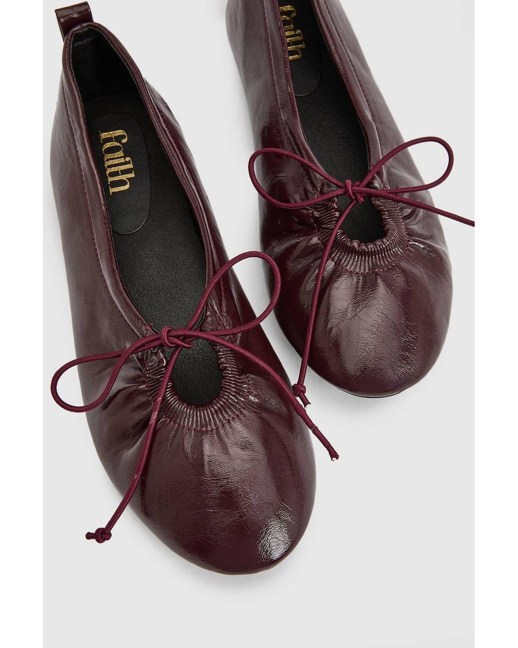 Dorothy Perkins Blue Faith: Jade Faux Leather Bow Detail Ballet Pumps