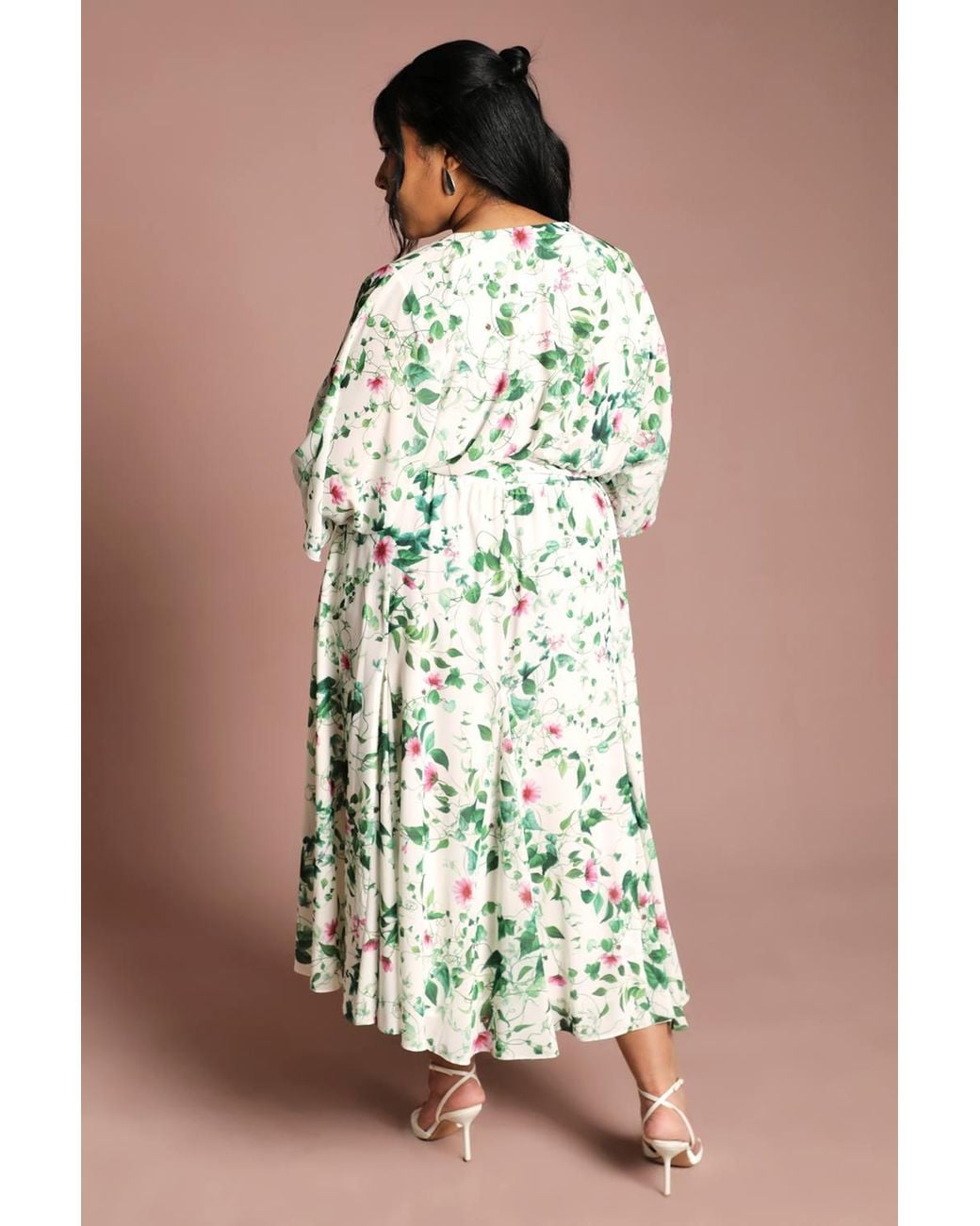 Coast Green Plus Wrap Midi Dress With Floral Print