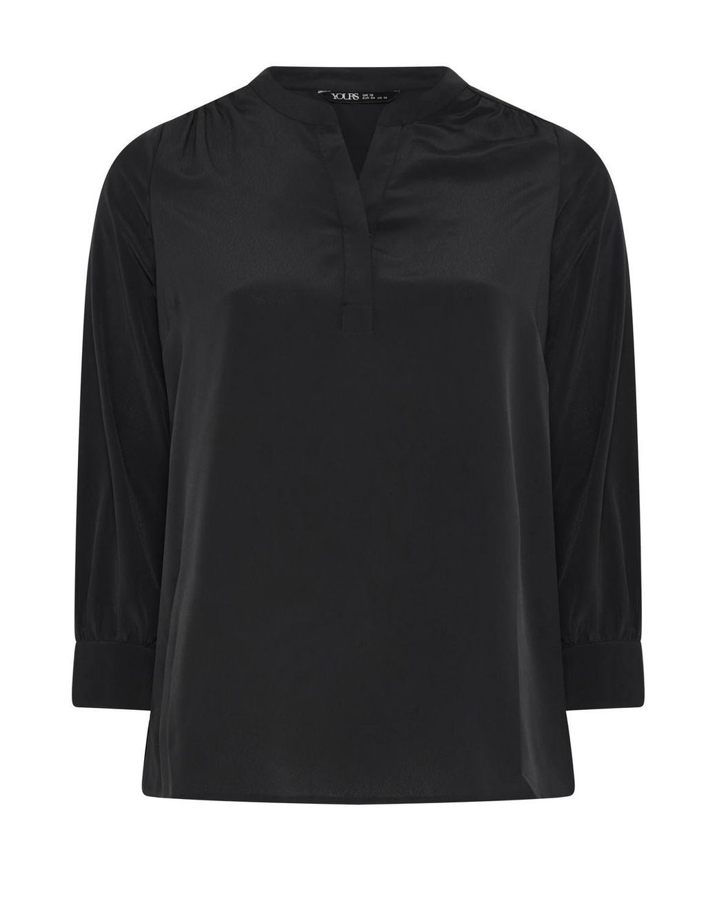 Yours Black Half Placket Blouse