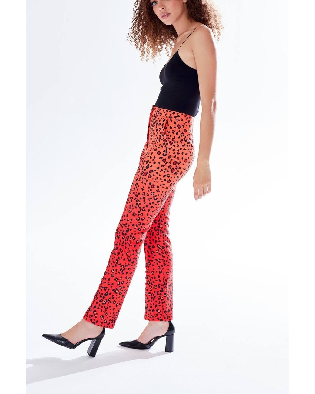 Liquorish Red Leopard Print Ombre Suit Trousers