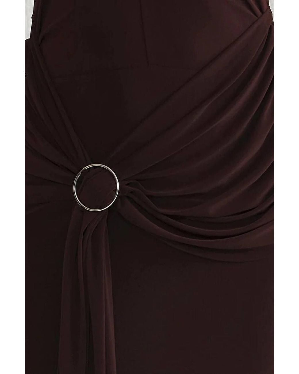 WOVCOR Brown Maxi Elegant Evening Dress W/ Accessory Detail