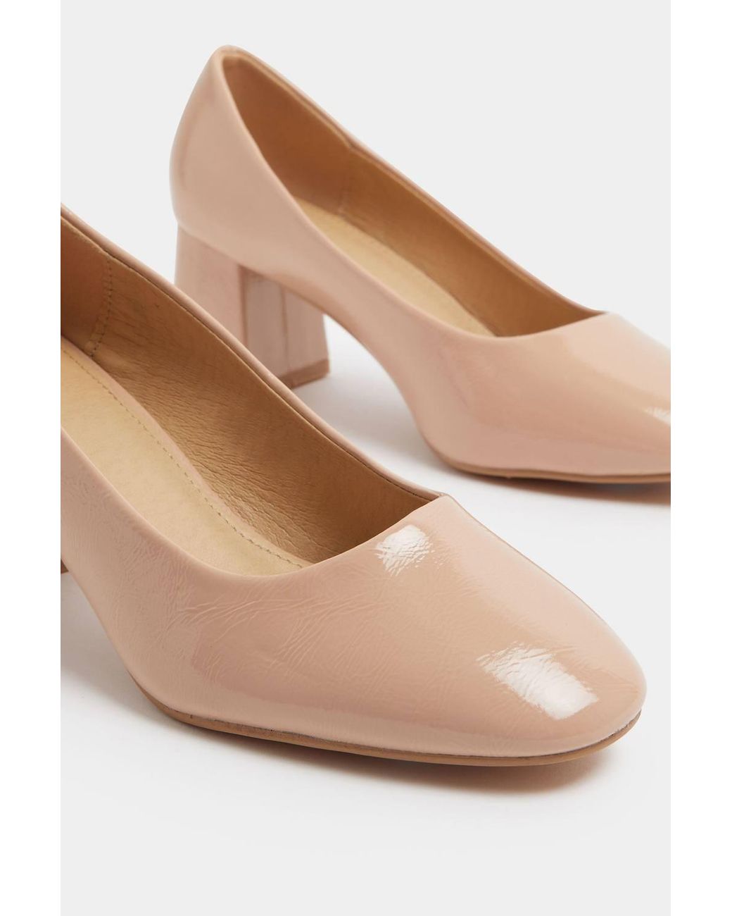 Yours Gray Faux Leather Block Heel Court Shoes