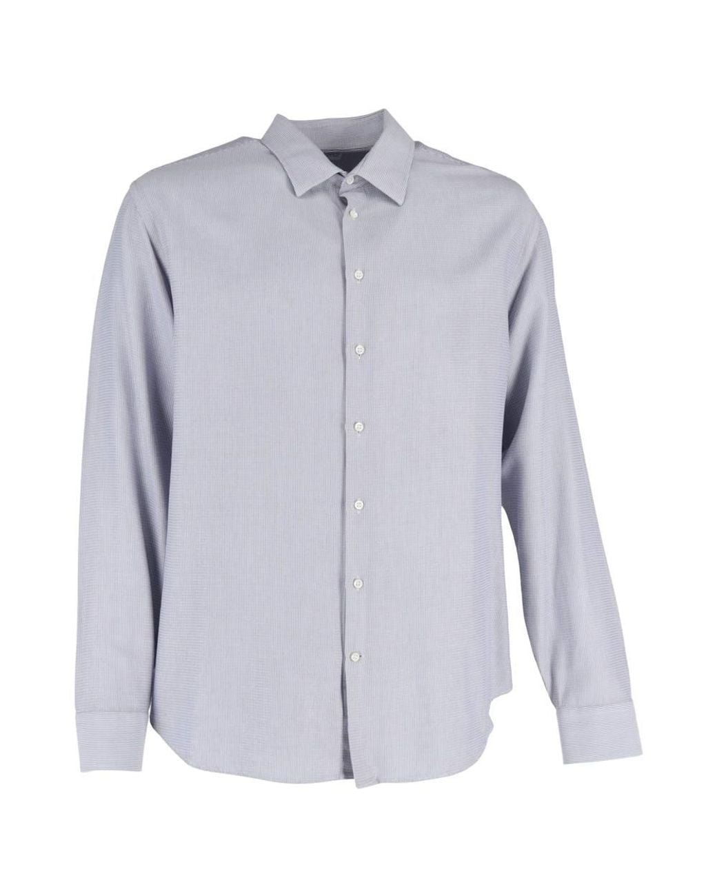 Giorgio Armani Blue Preloved Patterned Long Sleeve Shirt for men
