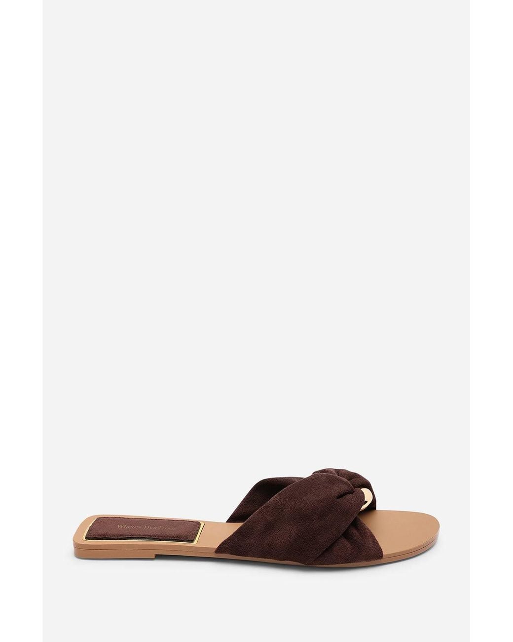 Where's That From Blue 'Bellar' Flat Sliders With Knot Design Strap