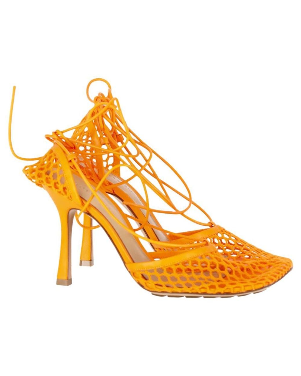Bottega Veneta Yellow Preloved Stretch Lace Up Sandals