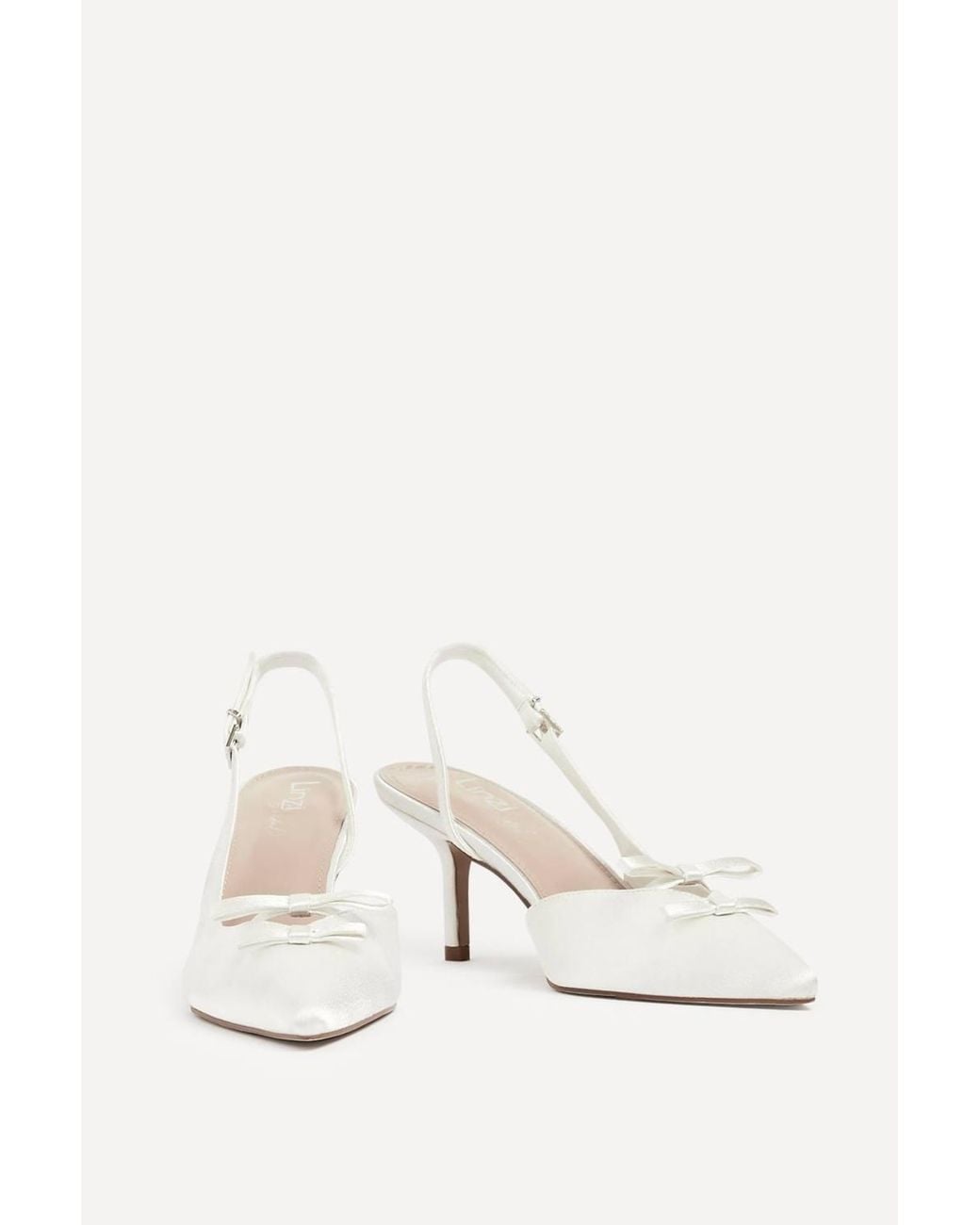 Linzi White Bound Bridal Ivory Satin Bow Heels
