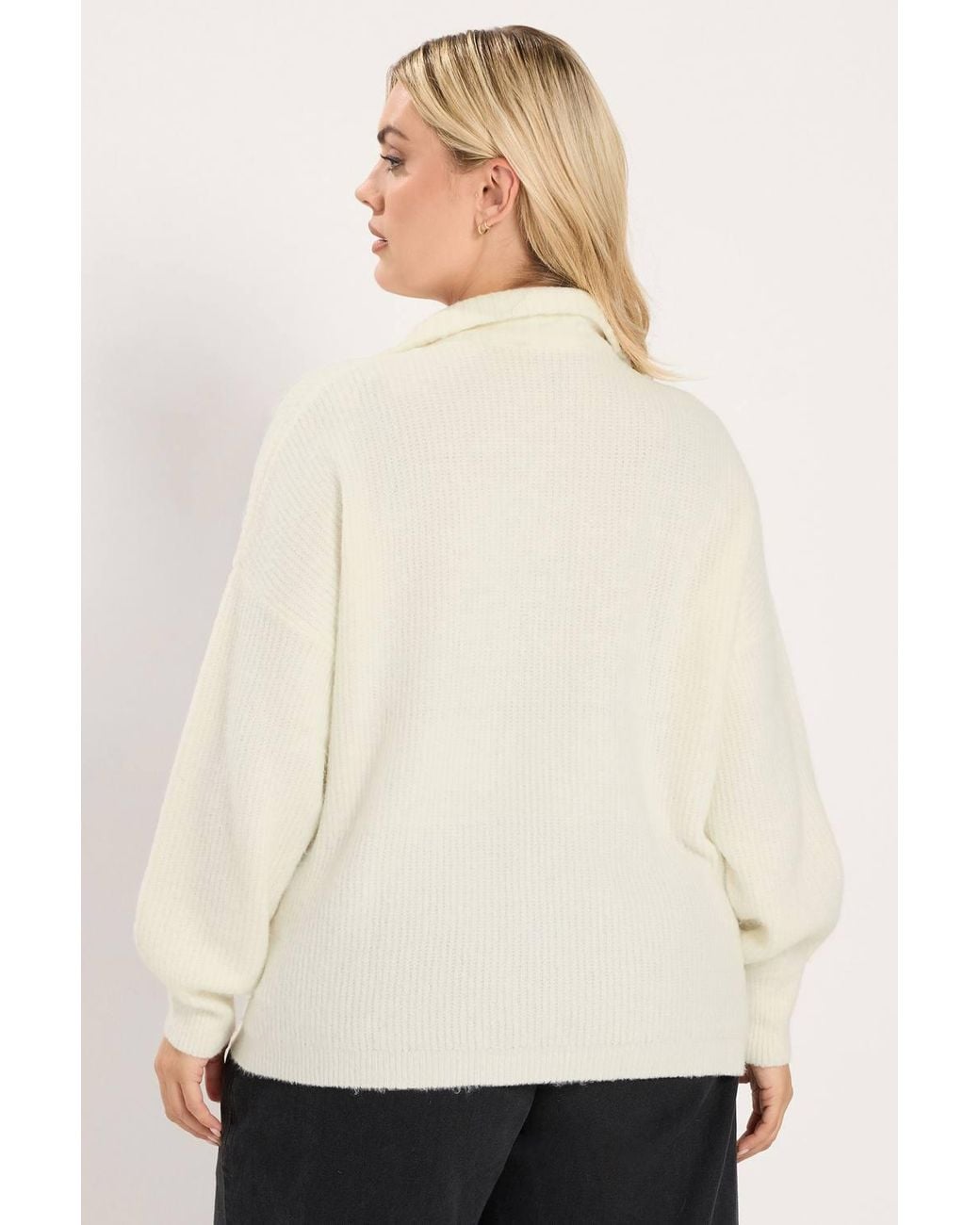 Yours White Zip Neck Knitted Jumper