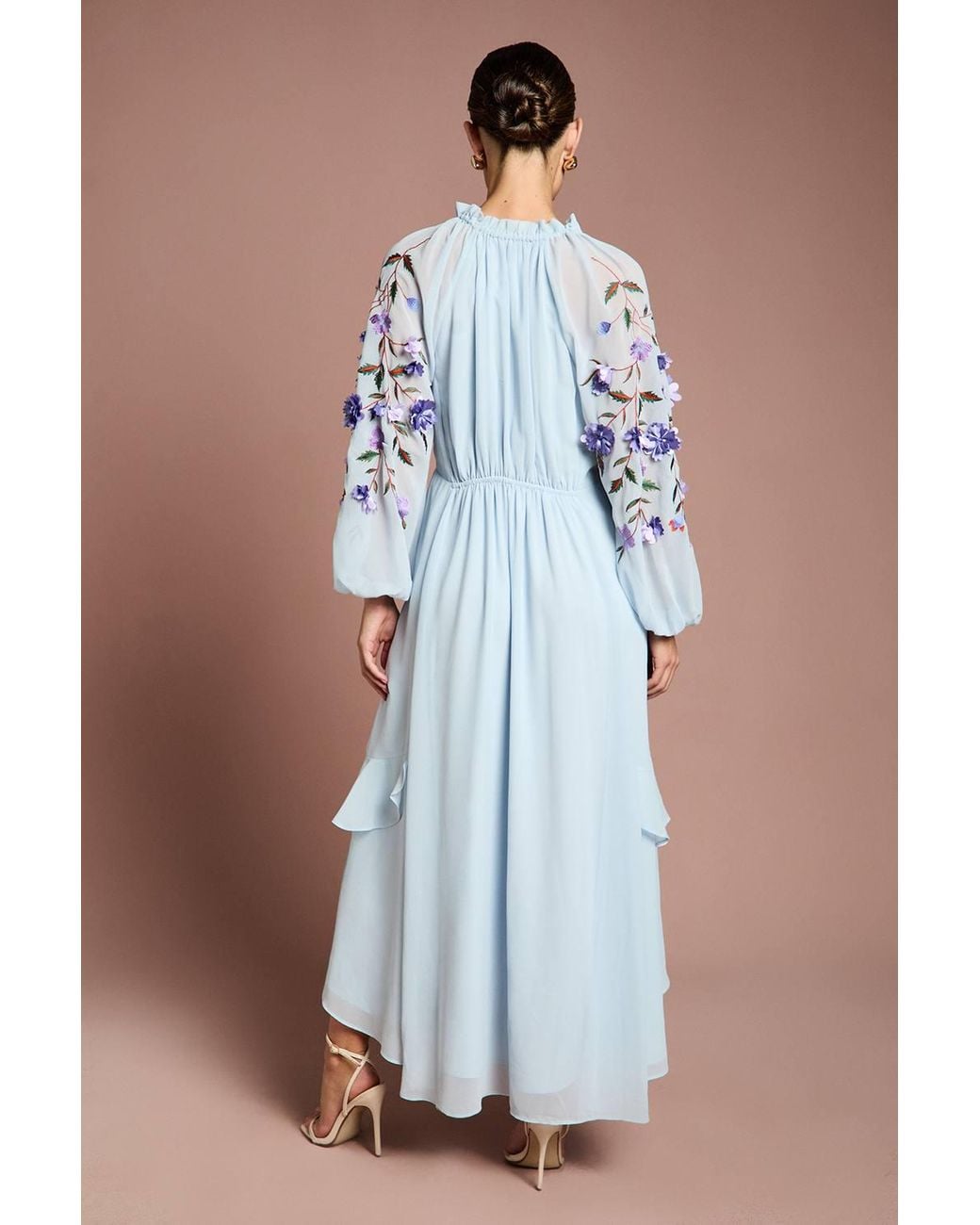 Coast Blue 3D Floral Ruched Detail Midi Dress