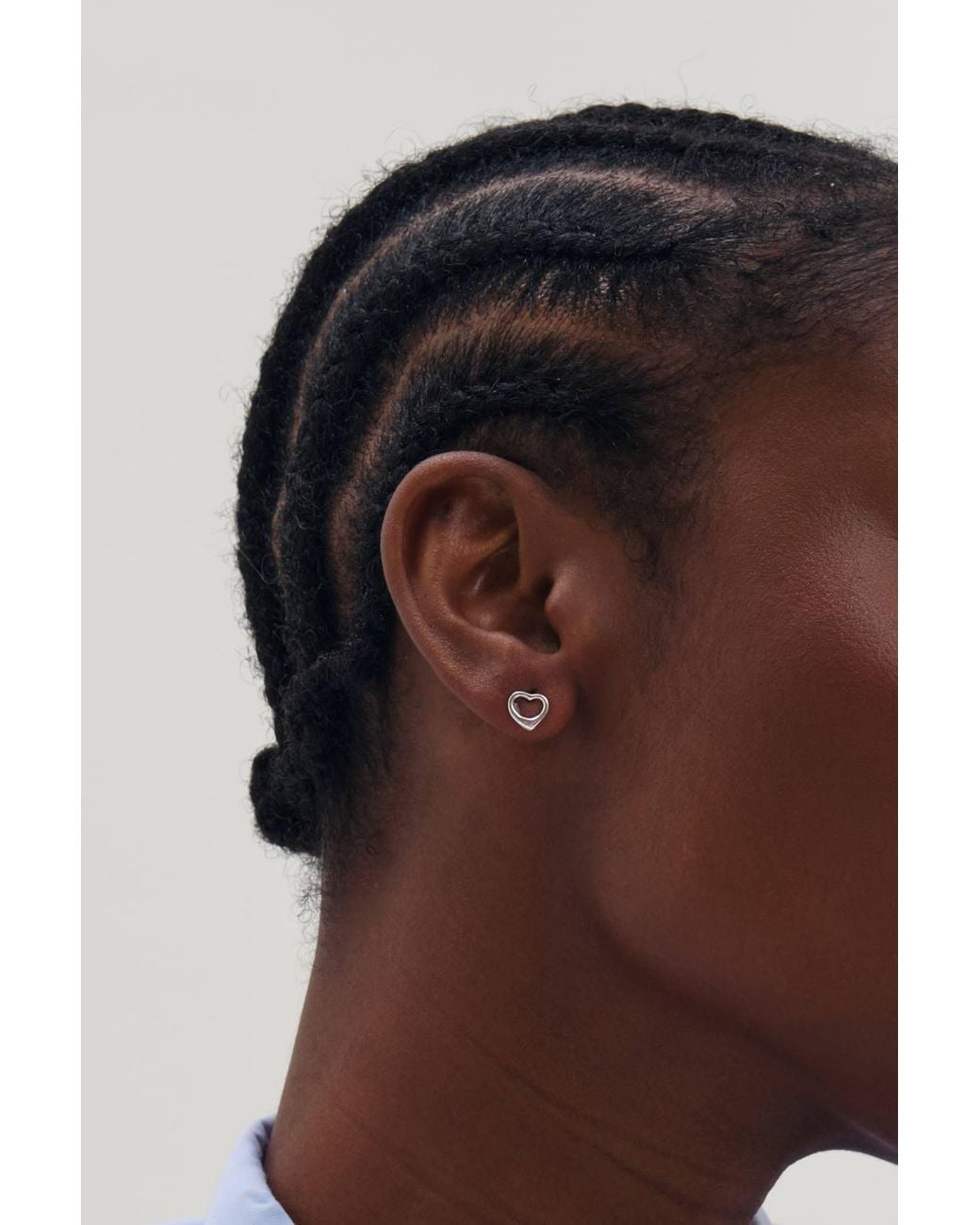 Simply Silver Black Sterling Plated Open Heart Stud Earrings