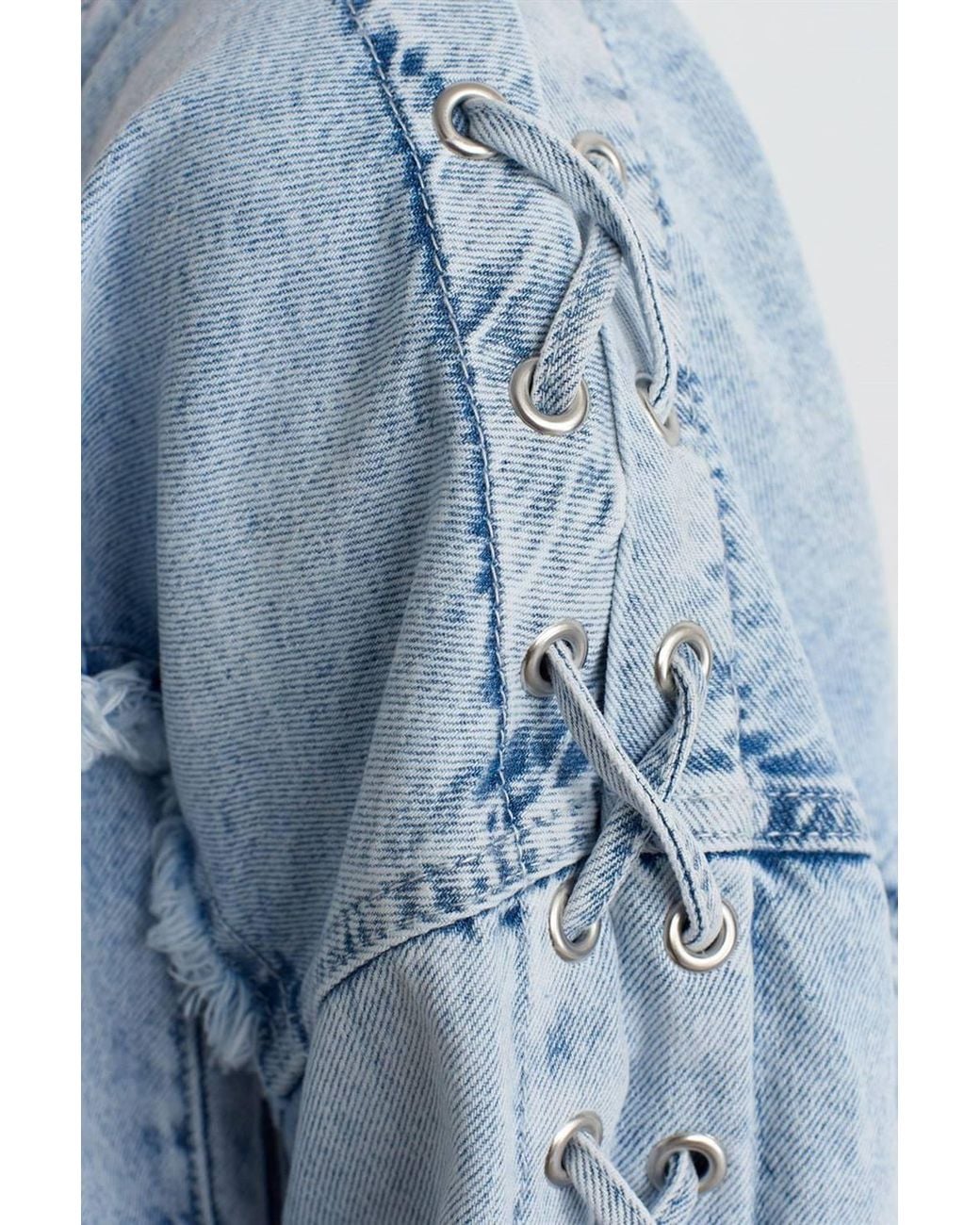 Dilvin Gray Cropped Denim Jacket W/ Shirt Collar