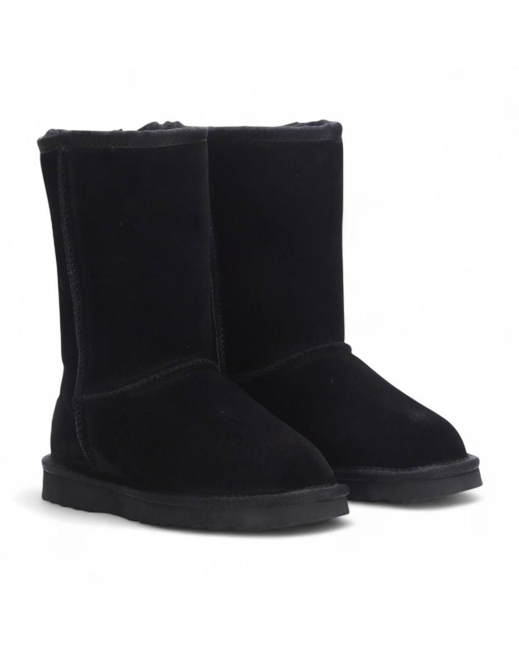 Infinity Leather Black Genuine Sheepskin Suede Slip-On Ankle Winter Boots