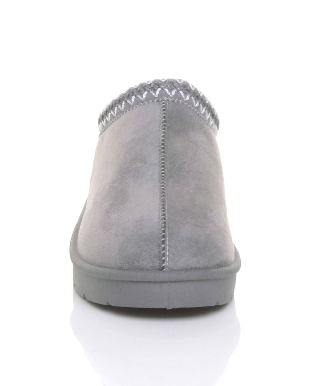 AJVANI Gray Faux Fur Lined Comfy Aztec Embroidered Ultra Mini Booties Slippers