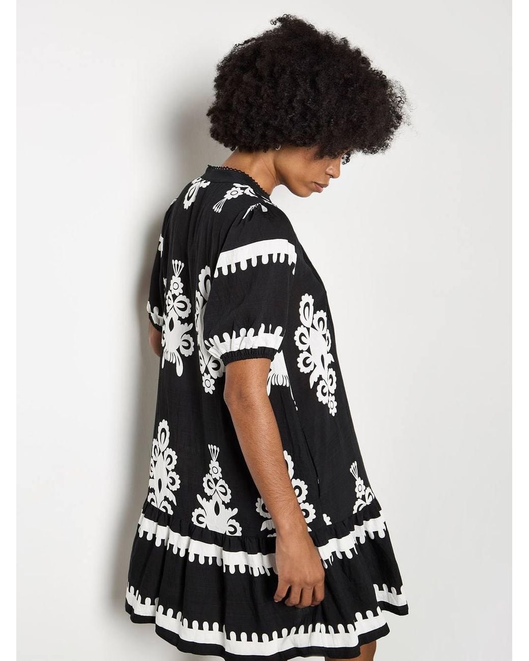 Apricot White Baroque Print Shirt Mini Dress
