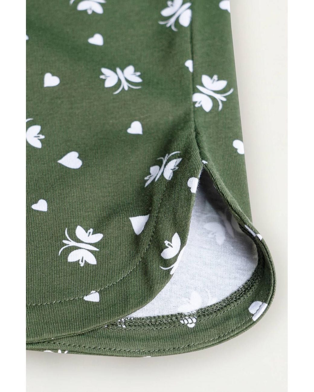 Enorsia Green Butterfly Printed Short Sleeves Nightdress