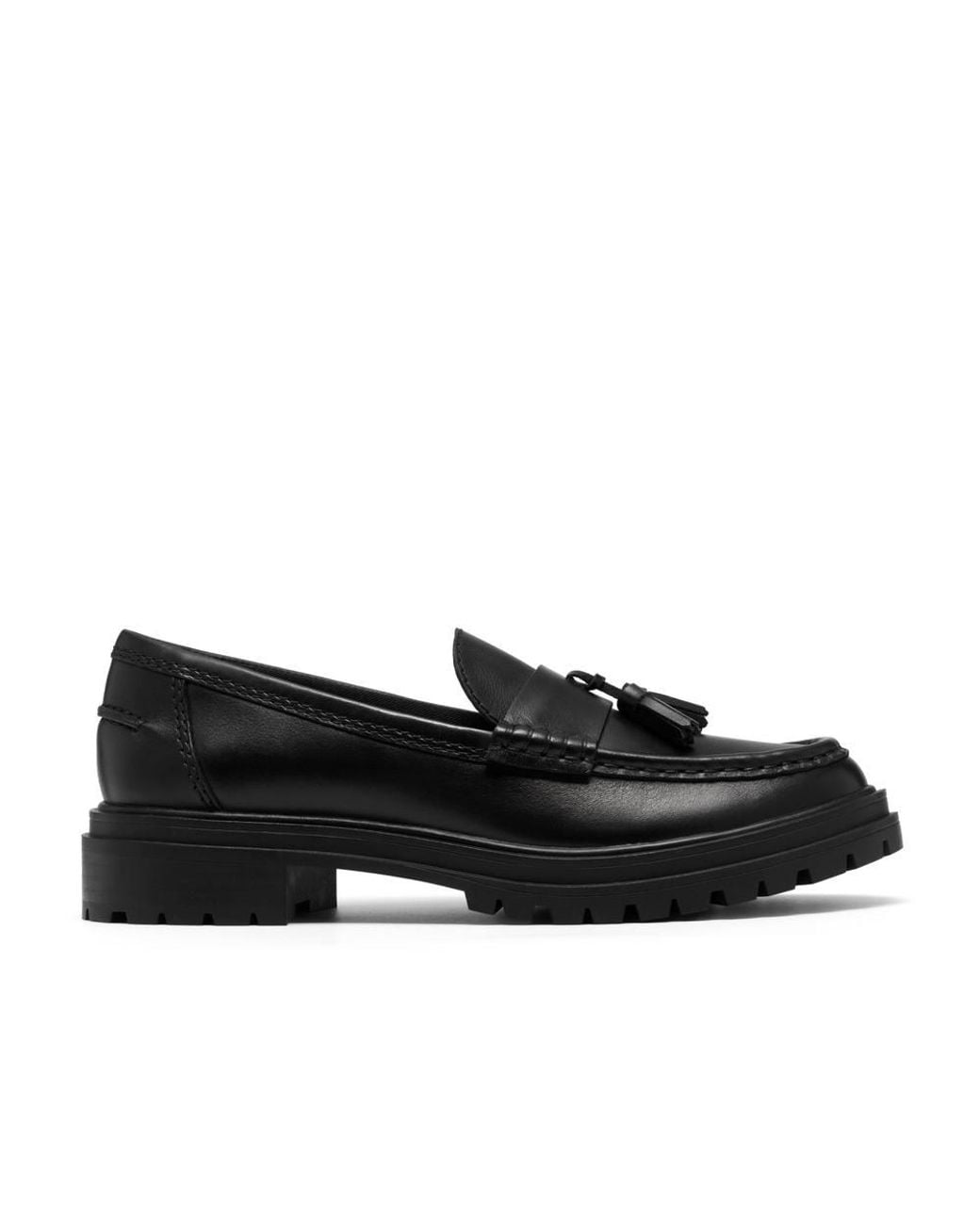 Clarks Black Brena Edge Leather Loafers, Slip Ons