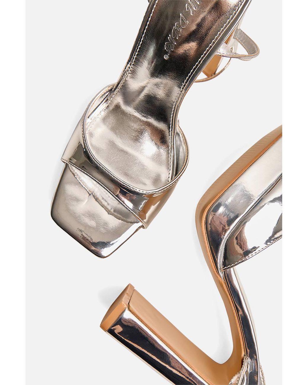 Public Desire Natural Resist Mirror Peep Toe Barely There Platform Heels