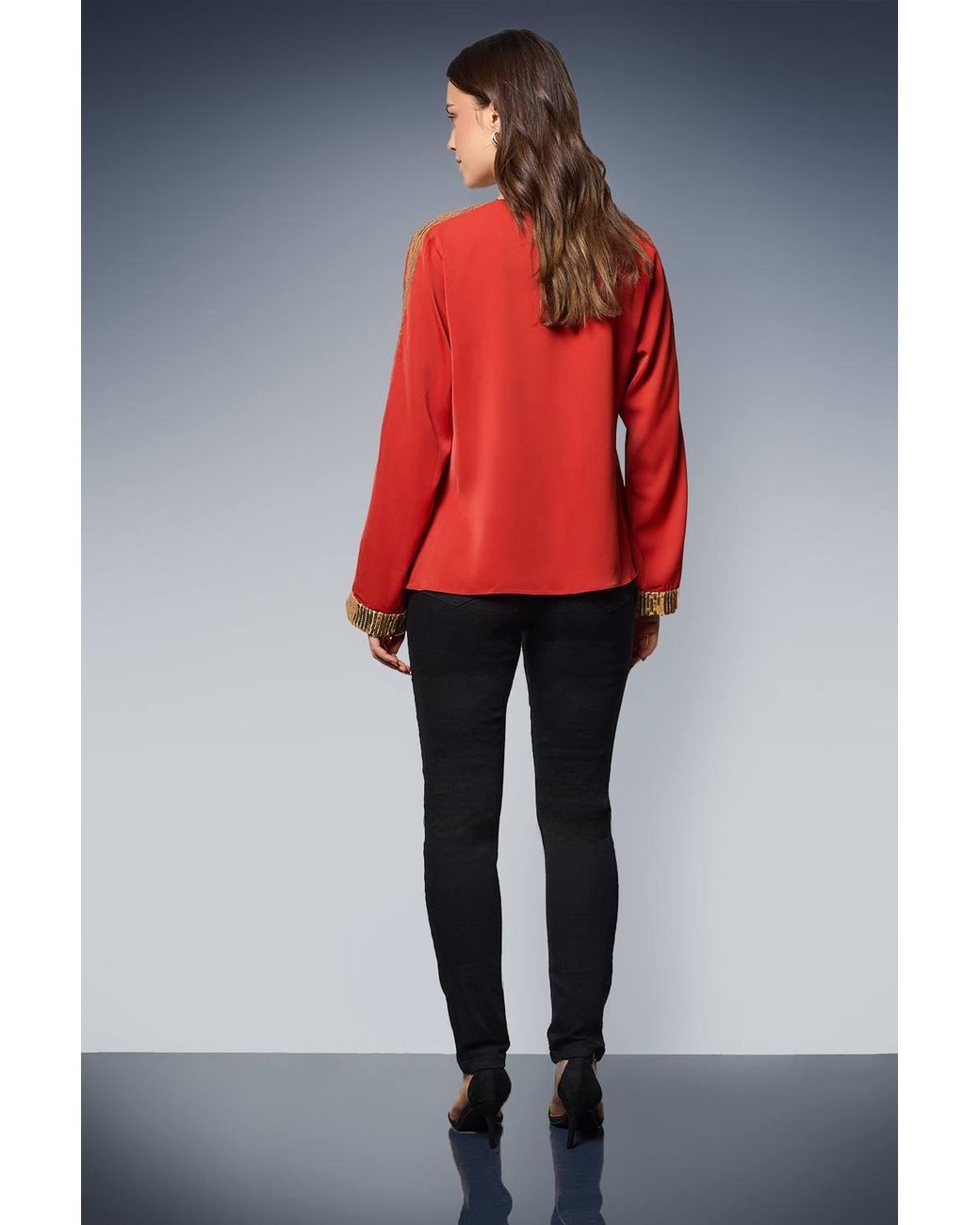 Dorothy Perkins Red Long Sleeve Sequin Blouse