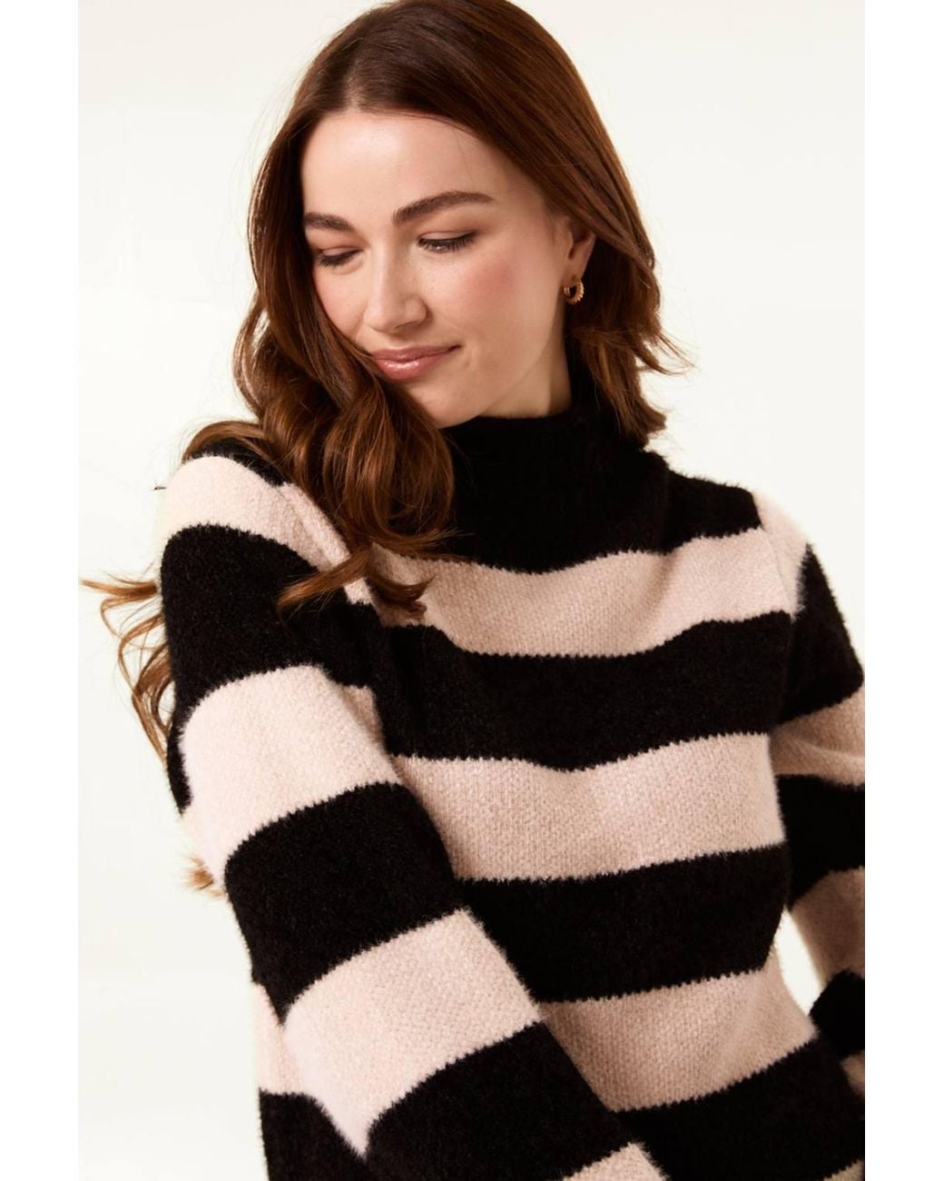 Blue Vanilla Black Long Sleeve Slip On Turtleneck Jumper
