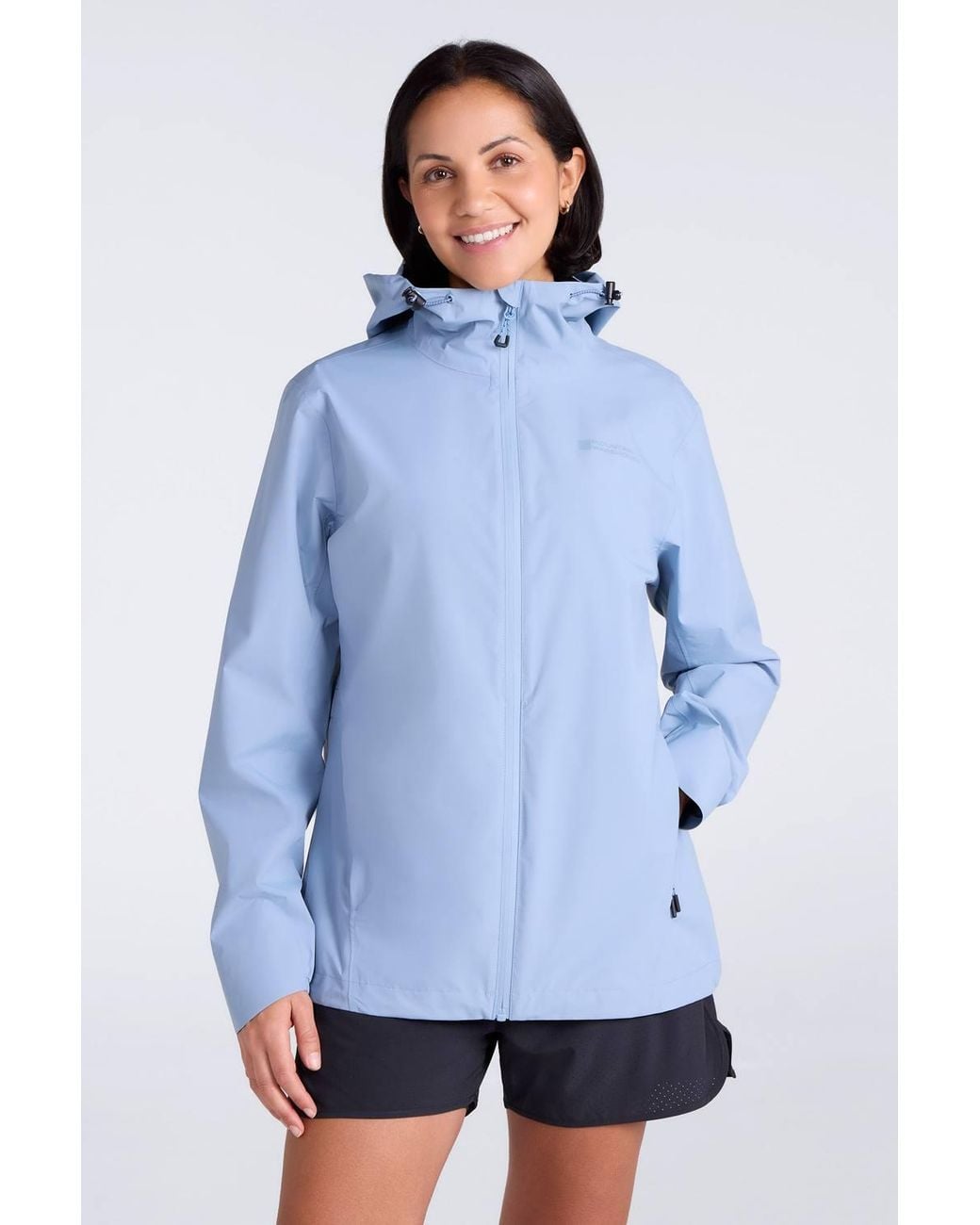 Mountain Warehouse Blue 'Aerovent' 2.5 Layer Waterproof Windproof Packable Hooded Rain Jacket