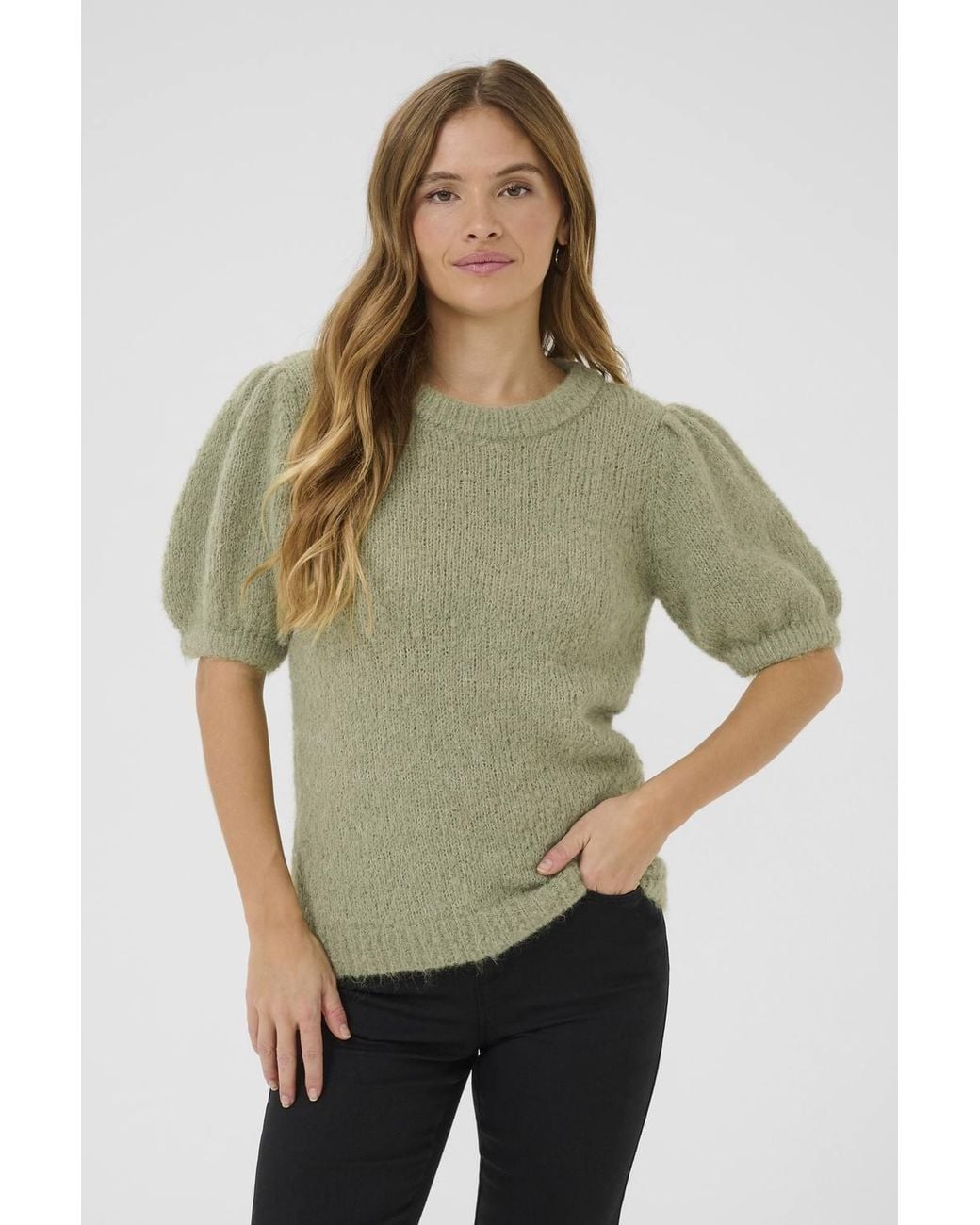 Kaffe Green Kaemilie Tie Back Half Sleeves Pullover