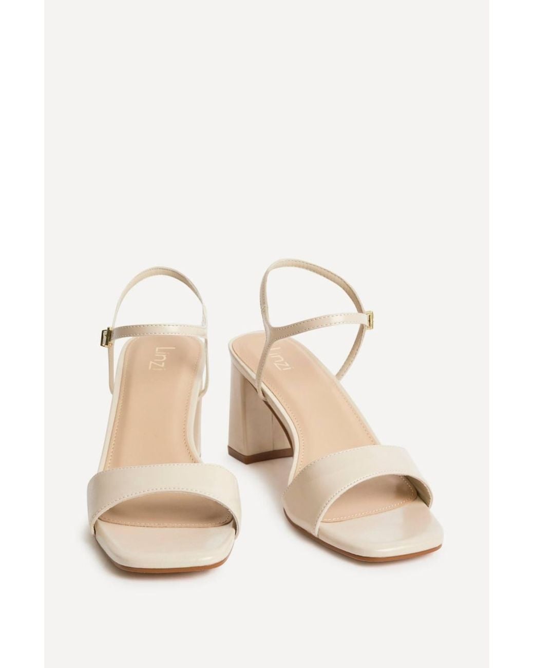 Linzi Natural Reveal Faux Leather Block Heeled Sandals