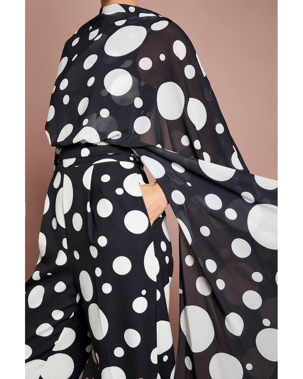 Coast Black Lisa Tan Printed Cape Sleeve Side Leg Jumpsuit