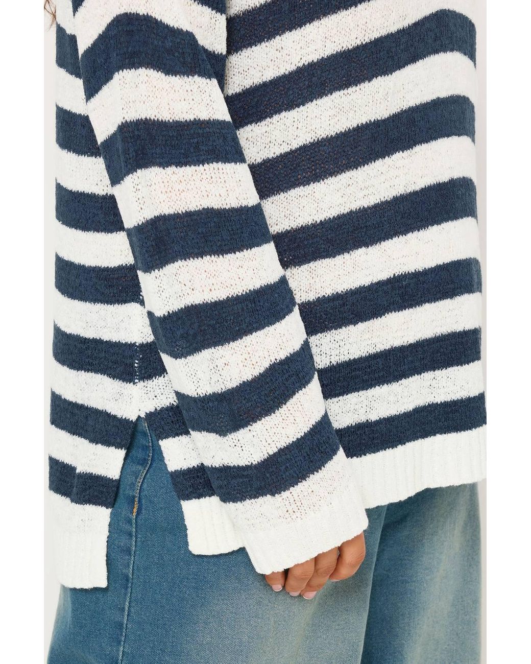 Yours Blue Stripe Knitted Jumper