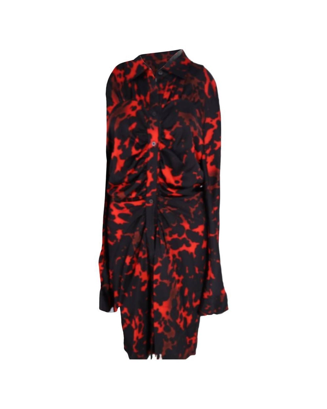 Dries Van Noten Red Preloved Printed Ruched Dress