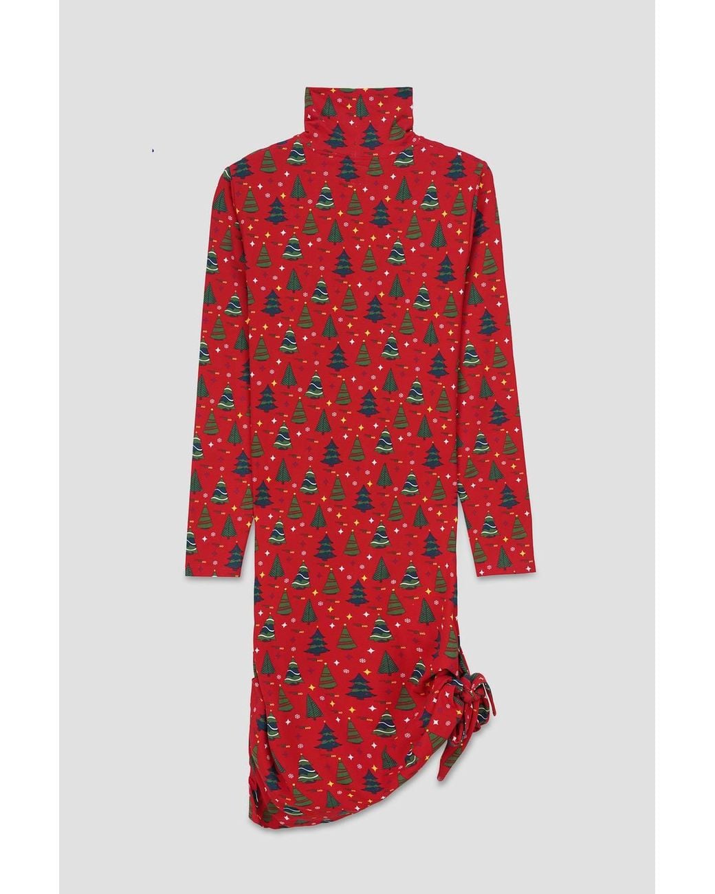 Enorsia Red Side Tie Knot Christmas Mini Dress