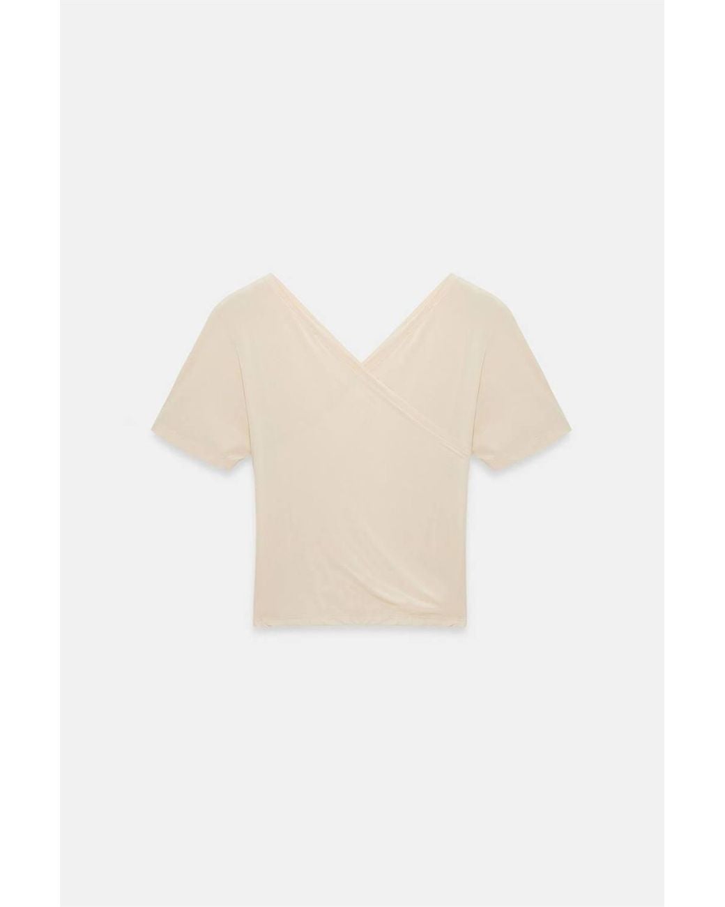 Dilvin Natural Slim Fit V-Neck Jersey Blouse