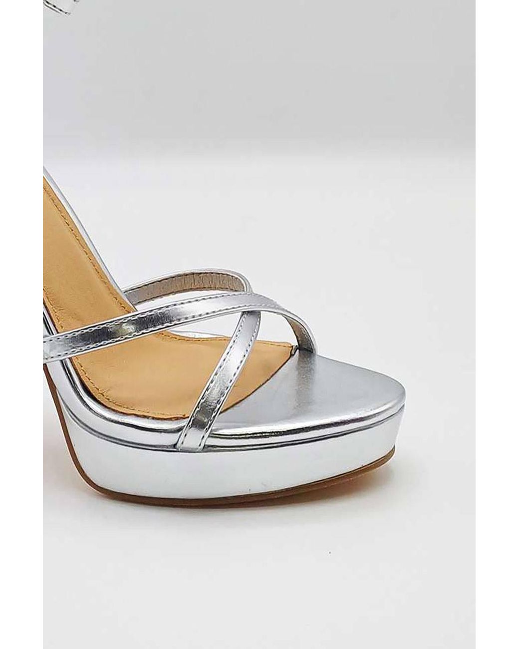 Miss Diva Metallic Kalilah Crossover Strap Platform Heeled Sandals